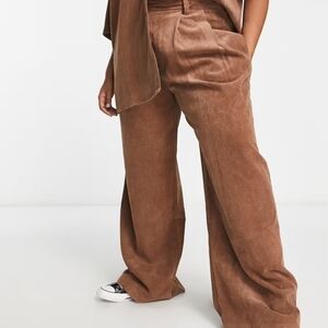 ASOS CURVE Women's Brown Wide-Leg Pants